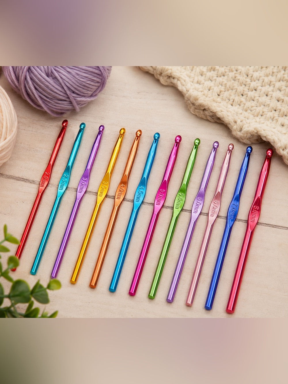12-Piece Aluminum Crochet Hook Set – Vibrant, Ergonomic & Durable (2mm – 8mm) - Picture 2 of 8